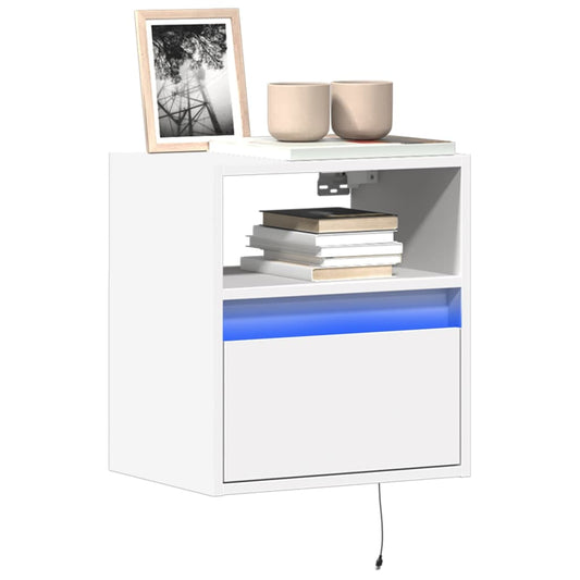TV Wall Cabinet with LED Lights White 41x31x45 cm