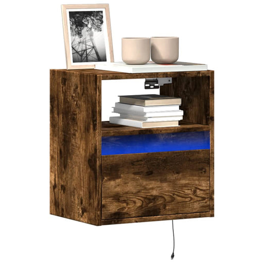 TV Wall Cabinets with LED Lights 2 pcs Smoked Oak 41x31x45 cm