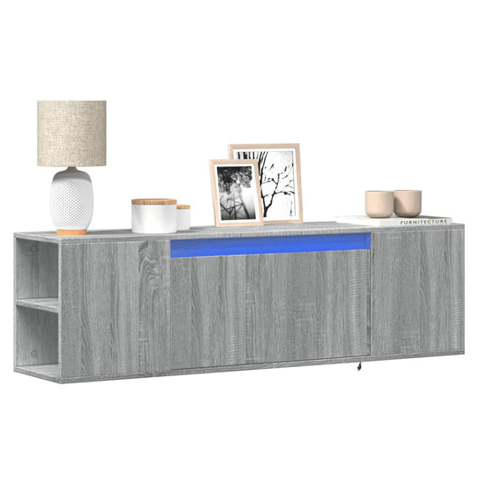 TV Wall Cabinet with LED Lights Grey Sonoma 135x31x39.5 cm