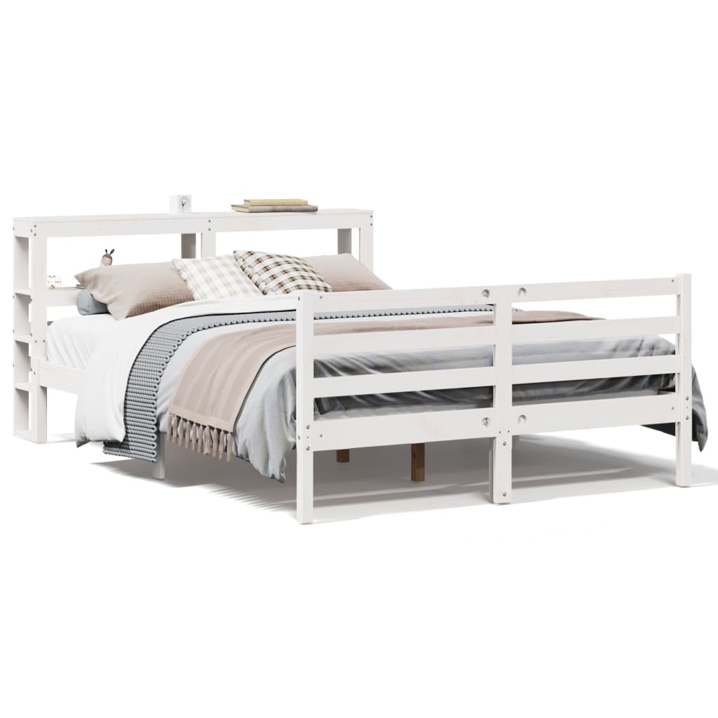 Bed Frame without Mattress White 140x200 cm Solid Wood Pine