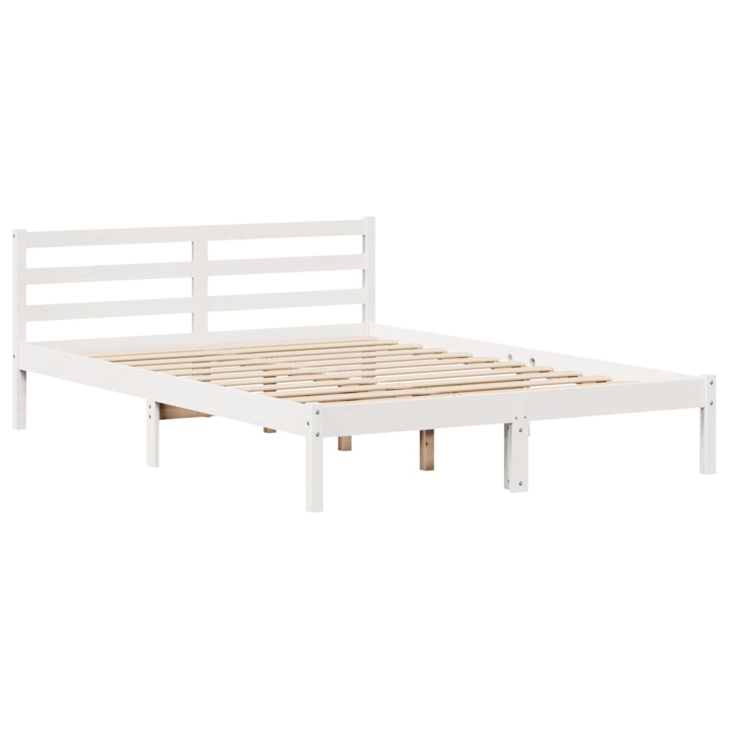 Bed Frame without Mattress White 140x200 cm Solid Wood Pine