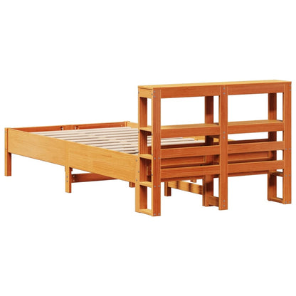 Bed Frame without Mattress Wax Brown 75x190 cm Small Single Solid Wood Pine