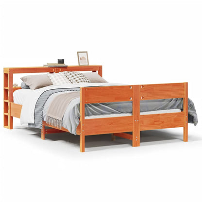 Bed Frame without Mattress Wax Brown 140x200 cm Solid Wood Pine