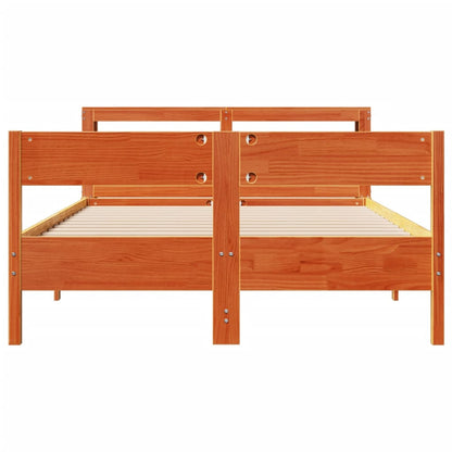 Bed Frame without Mattress Wax Brown 140x200 cm Solid Wood Pine