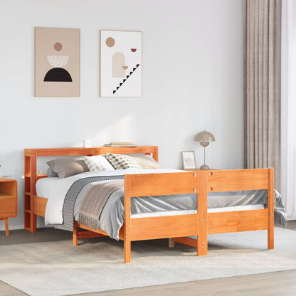 Bed Frame without Mattress Wax Brown 140x200 cm Solid Wood Pine