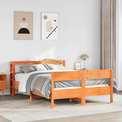 Bed Frame without Mattress Wax Brown 140x190 cm Solid Wood Pine