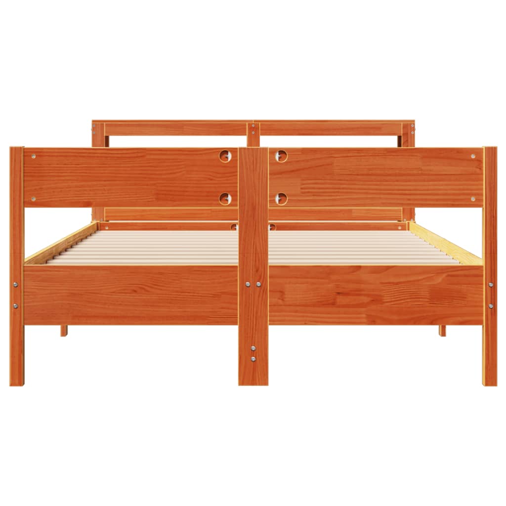 Bed Frame without Mattress Wax Brown 120x190 cm Small Double Solid Wood Pine