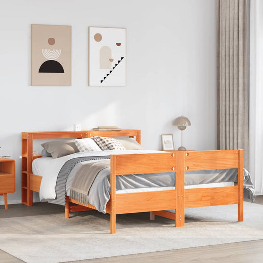 Bed Frame without Mattress Wax Brown 120x190 cm Small Double Solid Wood Pine