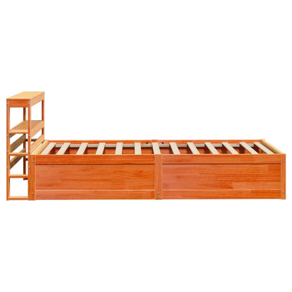 Bed Frame with Headboard Wax Brown 75x190 cm Small Single Solid Wood Pine