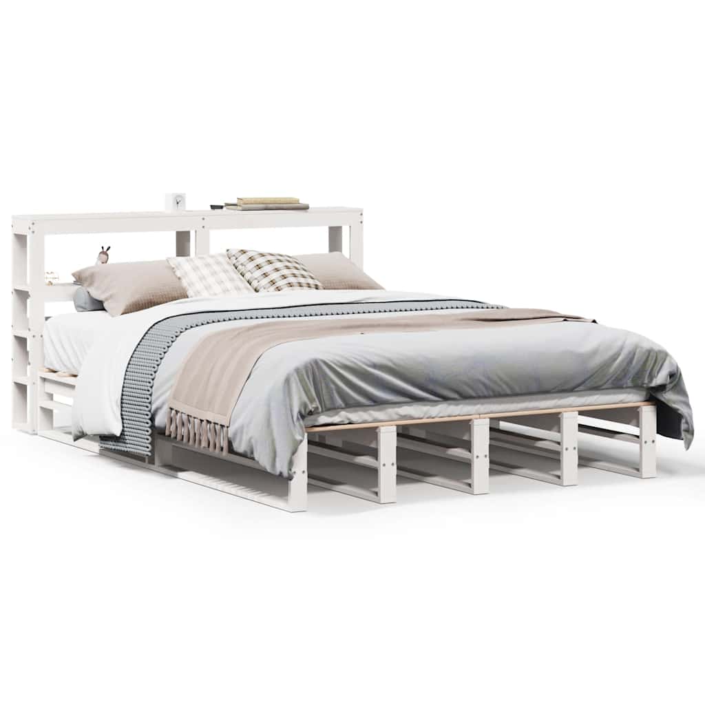 Bed Frame without Mattress White 135x190 cm Double Solid Wood Pine
