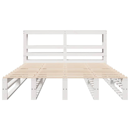 Bed Frame without Mattress White 135x190 cm Double Solid Wood Pine