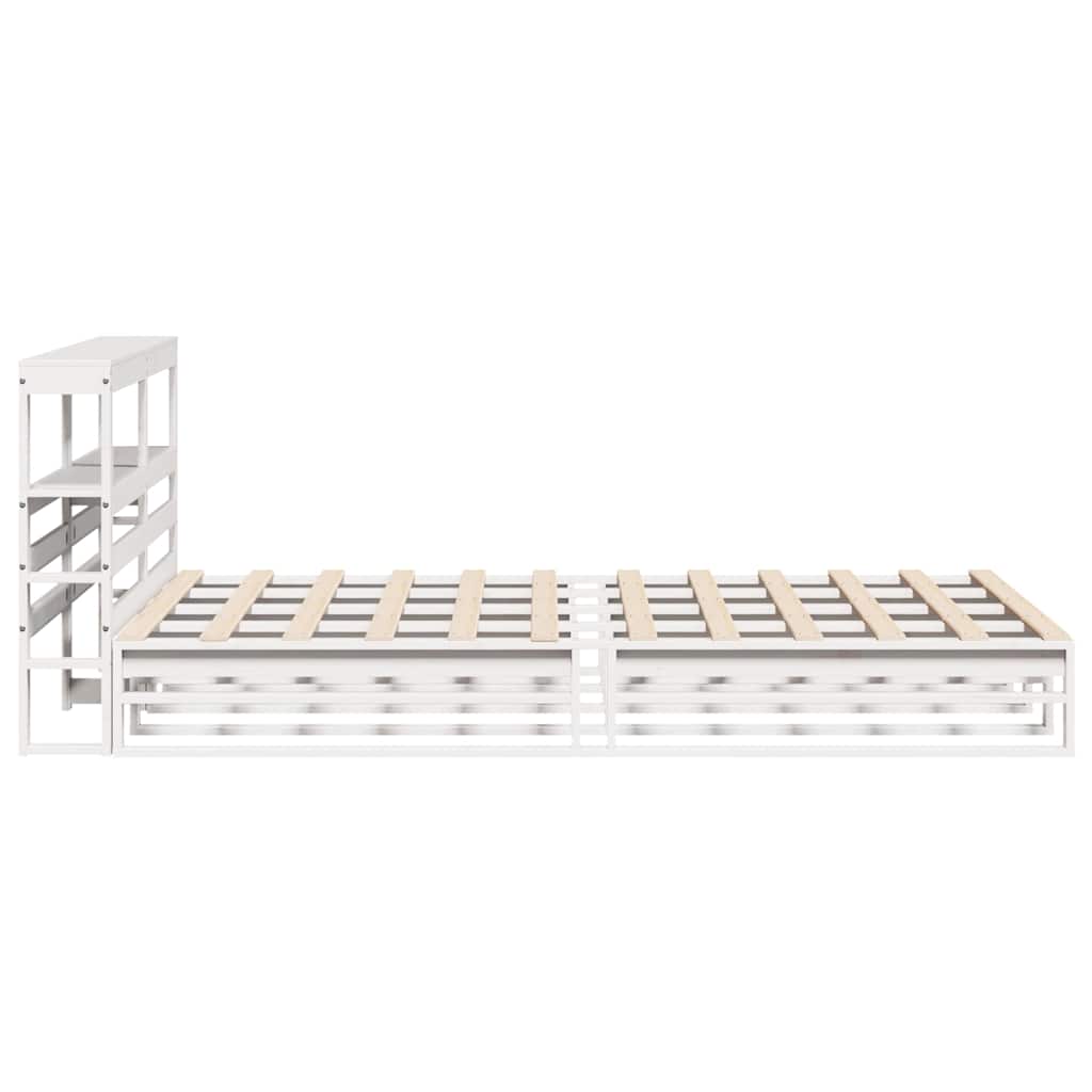 Bed Frame without Mattress White 135x190 cm Double Solid Wood Pine