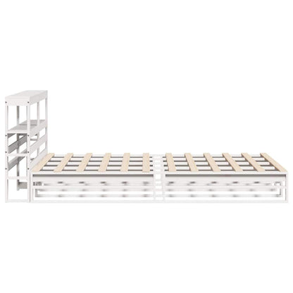 Bed Frame without Mattress White 135x190 cm Double Solid Wood Pine