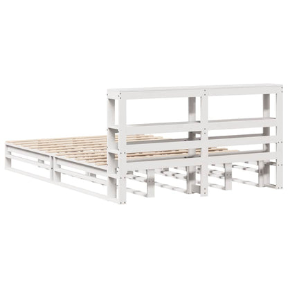 Bed Frame without Mattress White 135x190 cm Double Solid Wood Pine