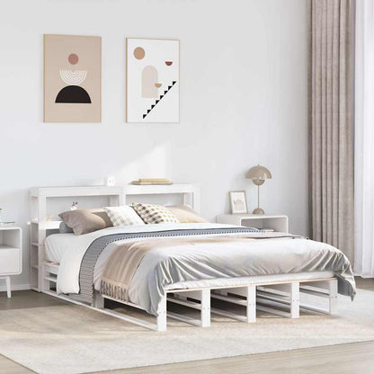 Bed Frame without Mattress White 135x190 cm Double Solid Wood Pine