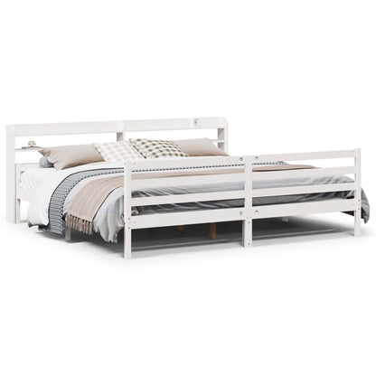 Bed Frame with Headboard without Mattress White 200x200 cm