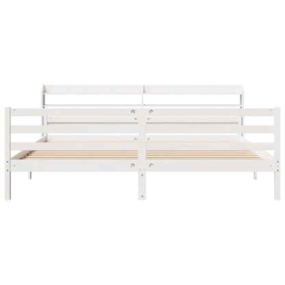 Bed Frame with Headboard without Mattress White 200x200 cm