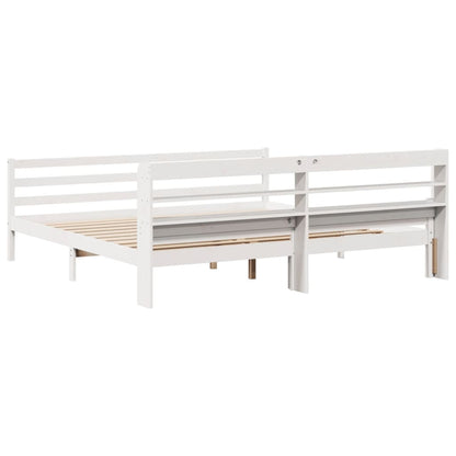 Bed Frame with Headboard without Mattress White 200x200 cm