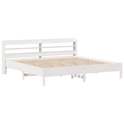 Bed Frame without Mattress White 200x200 cm Solid Wood Pine