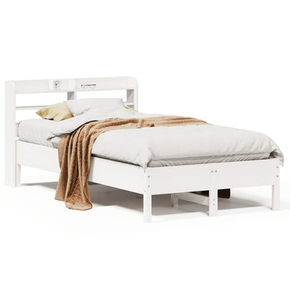 Bed Frame without Mattress White 75x190 cm Small Single Solid Wood Pine