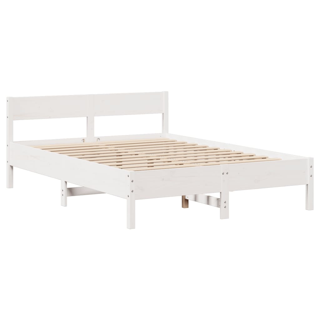 Bed Frame without Mattress White 140x190 cm Solid Wood Pine