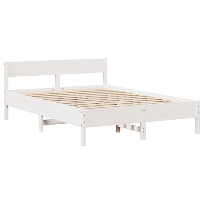 Bed Frame without Mattress White 140x190 cm Solid Wood Pine
