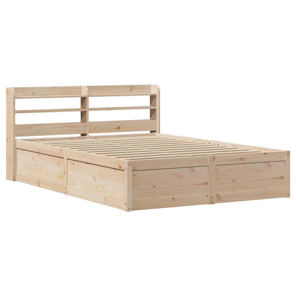 Bed Frame with Headboard 140x190 cm Solid Wood Pine