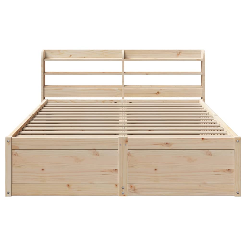 Bed Frame with Headboard 140x190 cm Solid Wood Pine