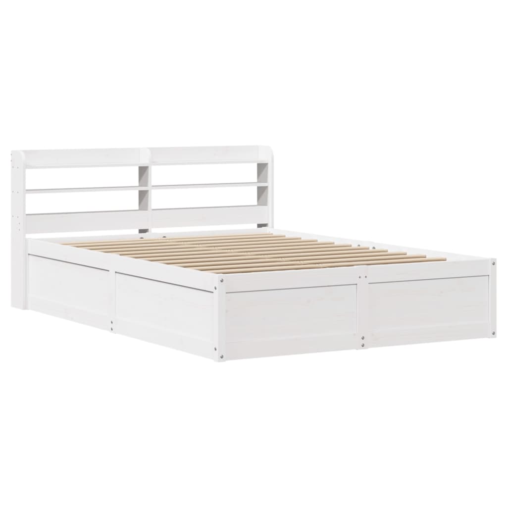 Bed Frame with Headboard White 120x190 cm Small Double Solid Wood Pine