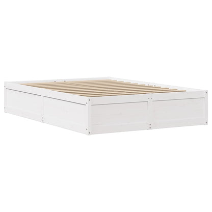 Bed Frame with Headboard White 120x190 cm Small Double Solid Wood Pine