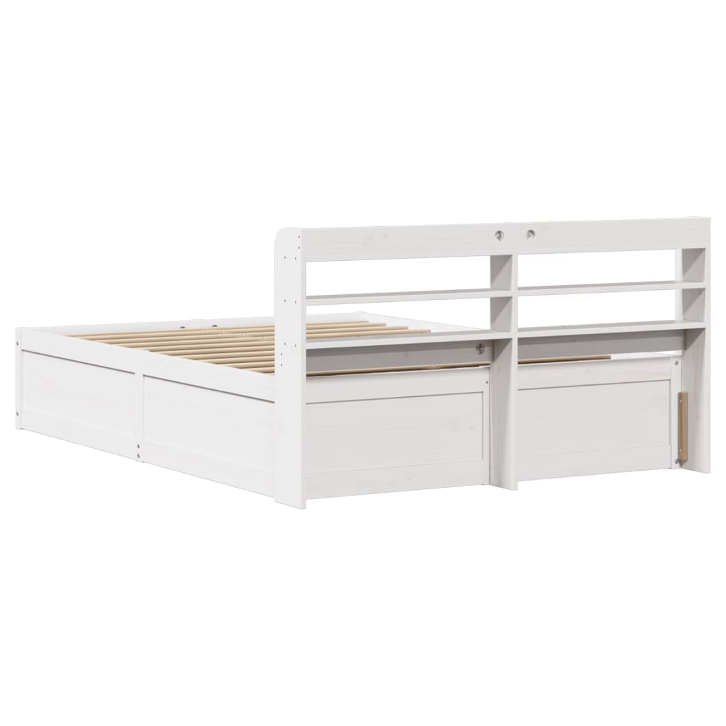 Bed Frame with Headboard White 120x190 cm Small Double Solid Wood Pine