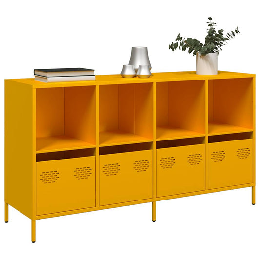 Mustard Yellow Steel Sideboard 135x39x73.5 cm - Stylish Storage Solution