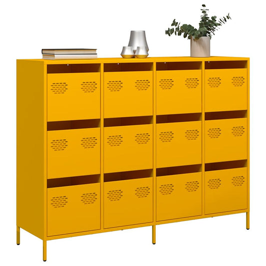 Mustard Yellow Steel Sideboard 135x39x103.5 cm - Modern & Stylish