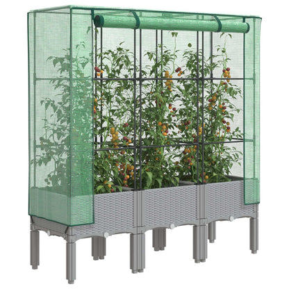 Rattan-Style Raised Garden Bed with Greenhouse Cover - Black