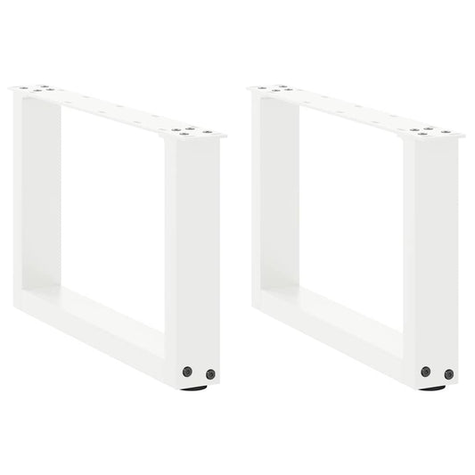 White Steel U-Shaped Coffee Table Legs, 2pcs, Adjustable 50x(30-31)cm