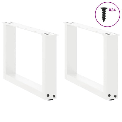 White Steel U-Shaped Coffee Table Legs, 2pcs, Adjustable 50x(30-31)cm