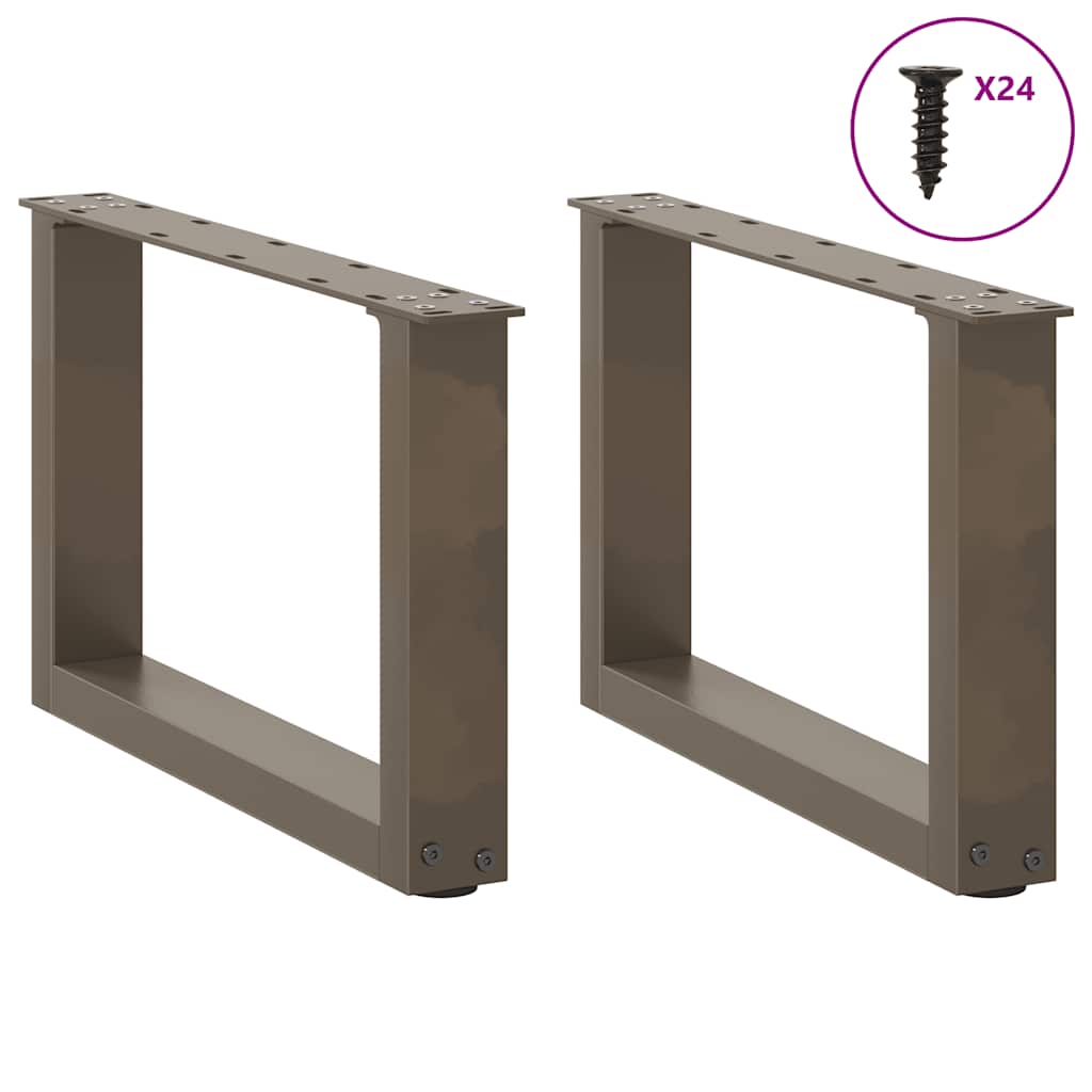 Natural Steel U-Shaped Coffee Table Legs 2 Pcs, 50x(30-31) cm