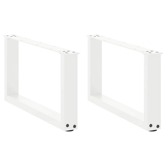 White U-Shaped Steel Coffee Table Legs, 2 pcs, 60x30-31 cm