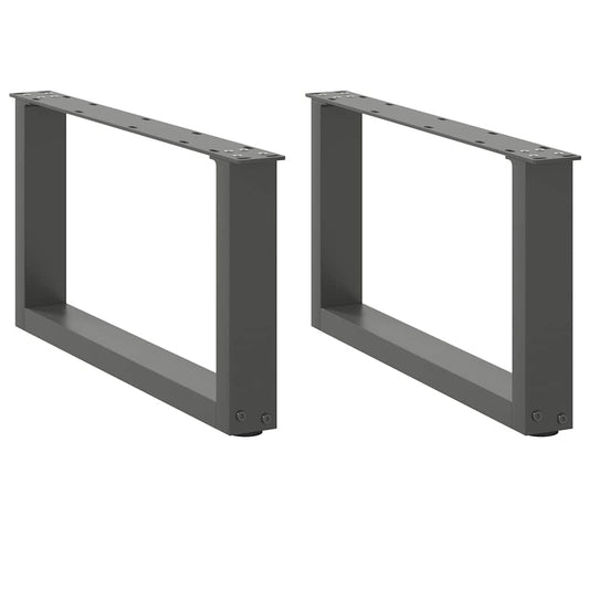 Anthracite U-Shaped Steel Coffee Table Legs 60x30-31cm, 2 Pcs