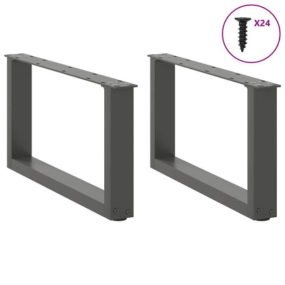 Anthracite U-Shaped Steel Coffee Table Legs 60x30-31cm, 2 Pcs