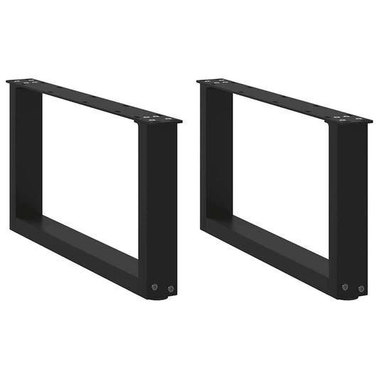 Black Steel U-Shaped Coffee Table Legs, 2 Pcs, 70x30-31cm