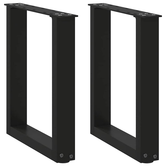 Steel U-Shaped Coffee Table Legs 2 pcs, Black 38x(42-43)cm