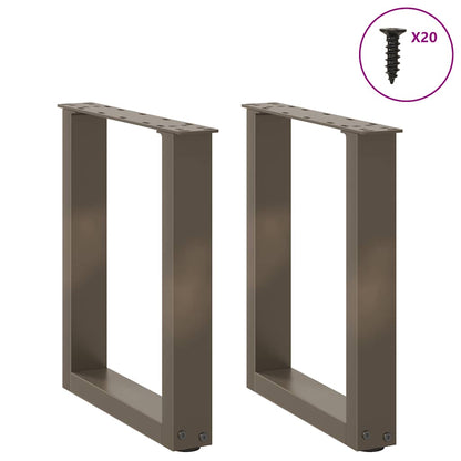 Natural Steel U-Shaped Coffee Table Legs, 2 pcs, Adjustable Height