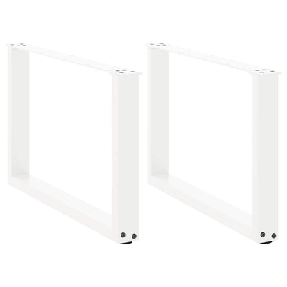 White U-Shaped Steel Coffee Table Legs, 2 Pack, 60x(42-43) cm