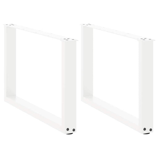 White U-Shaped Steel Coffee Table Legs, 2 Pack, 60x(42-43) cm