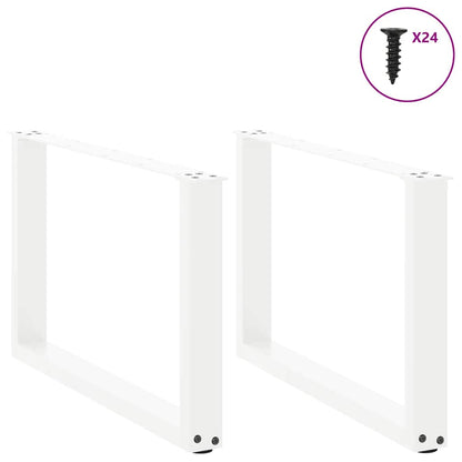 White U-Shaped Steel Coffee Table Legs, 2 Pack, 60x(42-43) cm