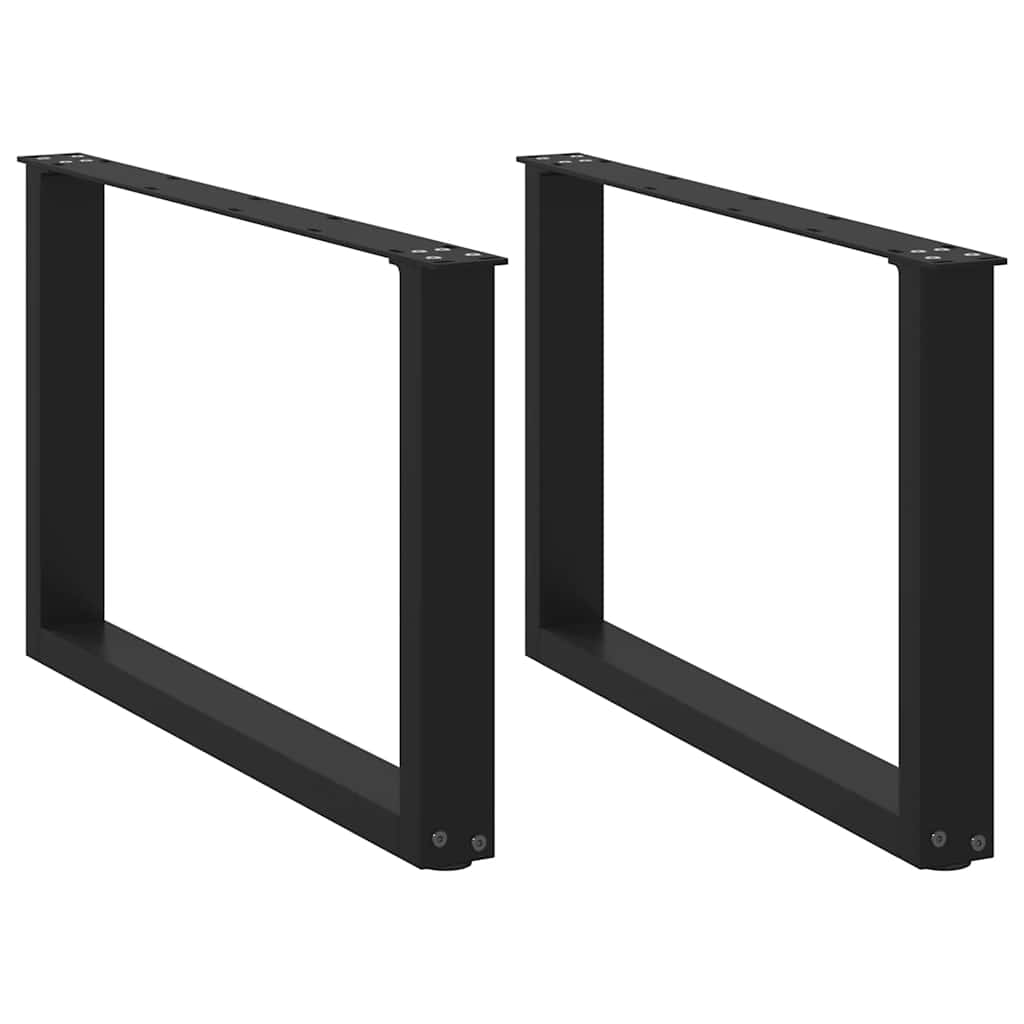 Black Steel U-Shaped Coffee Table Legs, 2 pcs, Adjustable 70cm