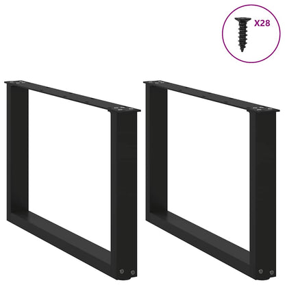 Black Steel U-Shaped Coffee Table Legs, 2 pcs, Adjustable 70cm