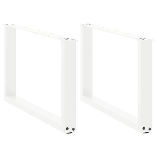 White U-Shaped Steel Coffee Table Legs, 2 Pcs, 70x(42-43) cm