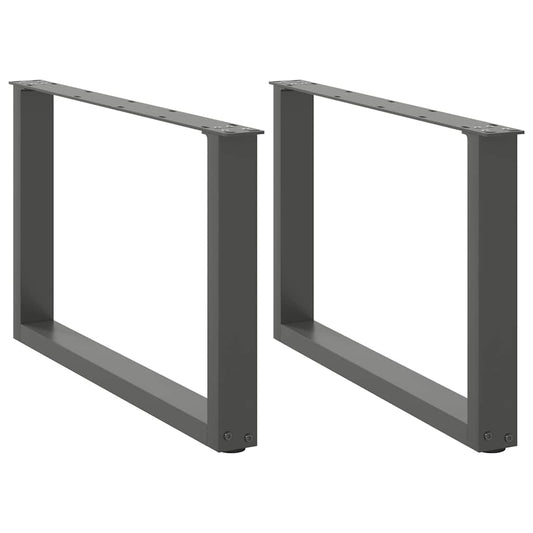 Anthracite Steel U-Shaped Coffee Table Legs, 70x(42-43) cm, 2 Pcs